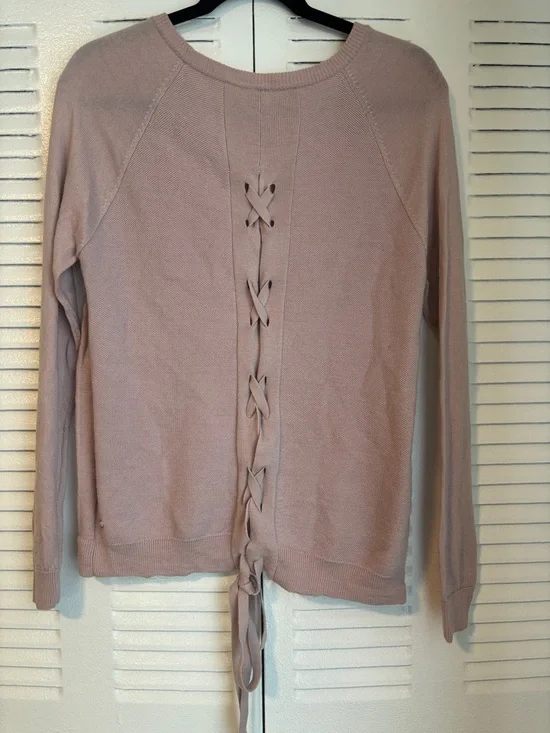 Blush Pink Lululemon Knit Sweater Tie Detail Long Sleeve Athleisure Top - Picture 4 of 6